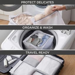Dailygoods - set van 4 waszakken voor delicate was 30x40 cm en 40x50 cm – herbruikbare wasnetten met ritssluiting – voor lingerie, ondergoed, sokken en fijne kleding — thumbnail 2