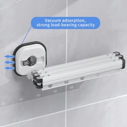 Dailygoods- Droogrek intrekbaar - Kledingrek met zuignap - Opvouwbare kledingstang - Handdoekhouder - Voor balkon/badkamer - Melkwit 3-weg — thumbnail 4
