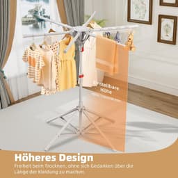 Dailygoods- Wasrek Inklapbaar - Hoogte Verstelbaar - Ruimtebesparend - Staand Droogrek - Kledingstandaard - Opvouwbaar Voor Binnen/Buiten — thumbnail 4
