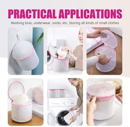 Dailygoods - Set van 3 herbruikbare wasnetten voor wasmachine, met ritssluiting voor wasmachine, ideaal voor beha's, ondergoed en sokken (rood) — thumbnail 2