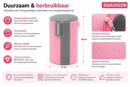 Schoenwaszak - Waszak voor schoenen - Herbruikbaar - Wasmachine&Droger - voor Sneakers en Tennisschoenen- Pink/Grijs — thumbnail 5