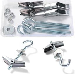 4 Sets M6 Wing Spring Hook, Spring Toggle Wing Bolt Hook, Plafond Gipsplaat Montage Haak, met Zeskant Moeren, Ringen, voor Gipsplaat Holle Wanden Hangende Planten Bevestiging — thumbnail 1