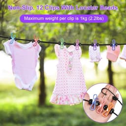 flintronic Intrekbare reiswaslijn, 2 stuks, 1,8 m intrekbare waslijn, waslijn, camping, draagbaar, met 12 wasknijpers, waskoord, wasrek voor badkamer, outdoor — thumbnail 5
