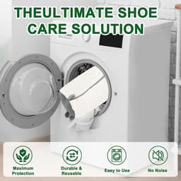 Waszak voor schoenen, wasmachine, 360°-reiniging, schokabsorberend en geluidsabsorberend, meervoudige bescherming, herbruikbare gymschoenen crèmekleurig, 2 stuks — thumbnail 2