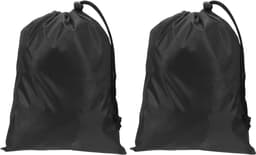 Polyester waszak, 2 stuks 12 x 9 inch zware reistas met trekkoord, scheurbestendig, opslag voor vuile kleding voor reizen, camping, college slaapzaal, zwart — thumbnail 1
