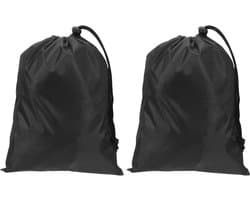 Polyester waszak, 2 stuks 12 x 9 inch zware reistas met trekkoord, scheurbestendig, opslag voor vuile kleding voor reizen, camping, college slaapzaal, zwart
