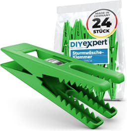 SnelShoppen - 24 x Kledingknijpers Storm 70 x 20 mm, Multifunctionele Klemmen - Sterke Grip, Made in Germany, Groen, Voor Was, Koken, Tuin en Creatief — thumbnail 1