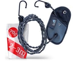 Mini Outdoor Waslijn - reistassen - voor camping en balkon - 1 stuk - zwart - 2 m