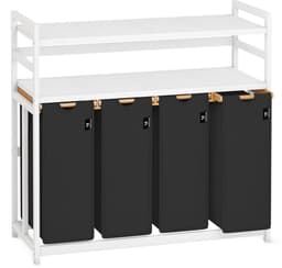 Wasmand 200 l - 4 vakken - bamboe - met 2 planken voor optimale organisatie - ShopVlot — thumbnail 1