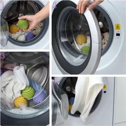 Wasbal voor wasmachine, 9 stuks, herbruikbare rubberen wasballen, anti-verstrikking, wasballen voor wasmachine, droger en wasdroger — thumbnail 3