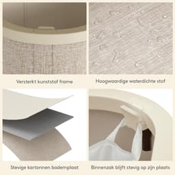 Wasmand met Deksel, Grote Opvouwbare Wasmand 3 Vakken met Uitneembare Zakken, Laundry Basket voor Slaapkamer, Badkamer, Studentenhuis en Wasruimte, 145L, Beige — thumbnail 5