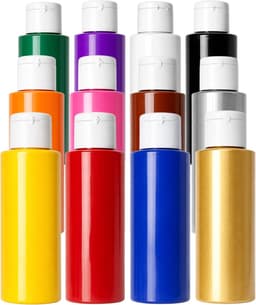 Stofverfset, wasbestendige textielverf voor lichte stoffen, ideaal voor het schilderen van T-shirts, doe-het-zelf textielvormgeving, tassen, kussens, 12 kleuren x 60 ml — thumbnail 5