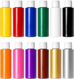Stofverfset, wasbestendige textielverf voor lichte stoffen, ideaal voor het schilderen van T-shirts, doe-het-zelf textielvormgeving, tassen, kussens, 12 kleuren x 60 ml — thumbnail 1