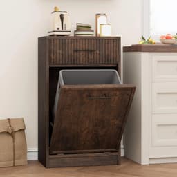 Bresht Waskast - MDF - Voor Badkamer, Wasruimte & Keuken - Met handgrepen - Kantelbeveiliging - Donker bruin - 50 x 35 x 90 cm — thumbnail 3