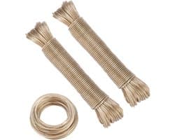 2-delige waslijn set – 40 m totaal, stalen kern, 120 kg, waterdicht,Extra sterk wastouw voor tuin – ideaal voor zware was, dekbedden en handdoeken
