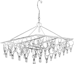 Dailygoods- Sokkendroger set van 2 - Roestvrij Stalen - 35 x 28 cm - Hangend - 40 Klemmen - Ideaal voor Camping/Balkon - Wasrek — thumbnail 3