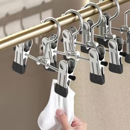 Wasknijpers, klemhaken, multifunctionele metalen kleerhangers, clips, antislip, kledinghanger, 360 graden draaibaar, roestvrij staal, haken, laarshanger voor broeken, schoenen — thumbnail 3