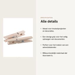Houten Wasknijpers 300 Stuks - Berkenhout - 7,2 cm - Knijpers voor Knutselen - Decoraties - Hoge Kwaliteit — thumbnail 3