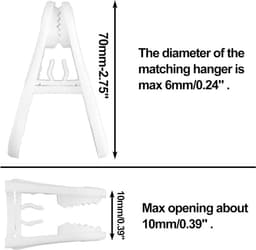 25 stuks- wasknijpers-wasknijpers kunststof -wasknijpers groot-wasknijpers plastic -Droogrek Knijpers -Knijpers-Binnen en Buiten-Strandlaken Knijpers - Badlaken Clips -Voor Handdoeken, Hoed, Jurken,Badhanddoek-Winddicht-Anti Slip-Wit-7cm — thumbnail 2