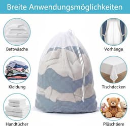 Set van 2 Waszakken 70x90cm, Fijne Mesh Wasnetten met Trekkoord voor Kleding, Beddengoed en Speelgoed, Herbruikbare Waszakken voor de Wasmachine — thumbnail 5