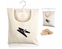 VHV - Wasknijperzak met RVS haak - Canvas opbergtas 30 x 26 cm voor circa 100 wasknijpers - Zwart - Voor binnen en buiten