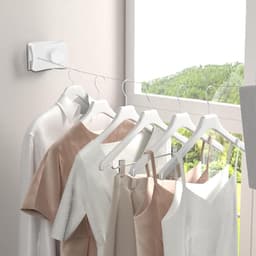 Intrekbare Waslijn - Wandwaslijn Kledinglijn - Kleding Drogen - Ruimtebesparend Ontwerp - 5.1 Meter - Wit — thumbnail 4