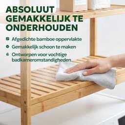 Bamboe Wasmachine Rek - Opbergrek Boven de Wasmachine met 3 Legplanken - Houten Badkamerrek voor Wasruimte, Toilet en Bijkeuken - Ruimtebesparende Opbergkast voor Wasmiddel, Handdoeken en Accessoires - 66 x 26 x 170 cm — thumbnail 3