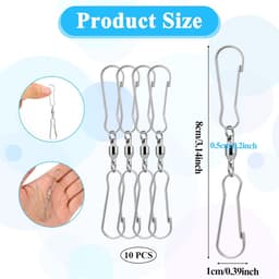 10pack - draaibare haken - clips - soepele spinner - met dubbele hangers - draaibare haken - windzak van roestvrij staal - draaibare clips — thumbnail 3