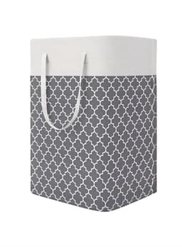 1 grote wasmand - waterdicht - opvouwbare hoge wasmand - met verlengde handgreep - voor kleding - slaapzaalspeelgoed en thuis-Grijs geblokt-40*30*60cm — thumbnail 1