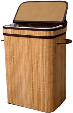 Ceruzo Bamboe Wasmand 72L – Wassorteerder met Klapdeksel – Wasbare Binnenzak –H60 cm — thumbnail 1