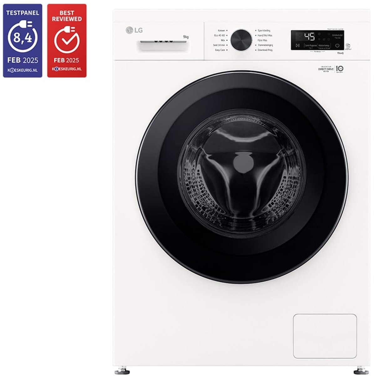 LG F4X1009NWK - Wasmachine - 9 kg - Direct Drive - Energielabel A - Stoom - Voorlader - 1400 RPM — afbeelding 1
