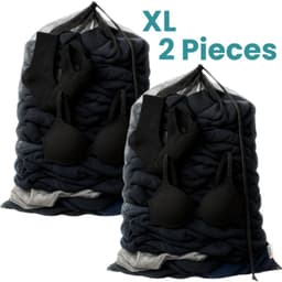 NORDIX Waszak Groot XL - 60x90CM - Waszakken - 2 Stuks - Laundry Bag - Wasnet - Waszakje - Treksysteem - Trekbandsluiting - Polyester - Schoenenzak - BLACK — thumbnail 1