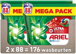Ariel 4in1 Wasmiddel Pods Ultra Vlekverwijderaar - 2 x 88 stuks - Voordeelverpakking — thumbnail 1