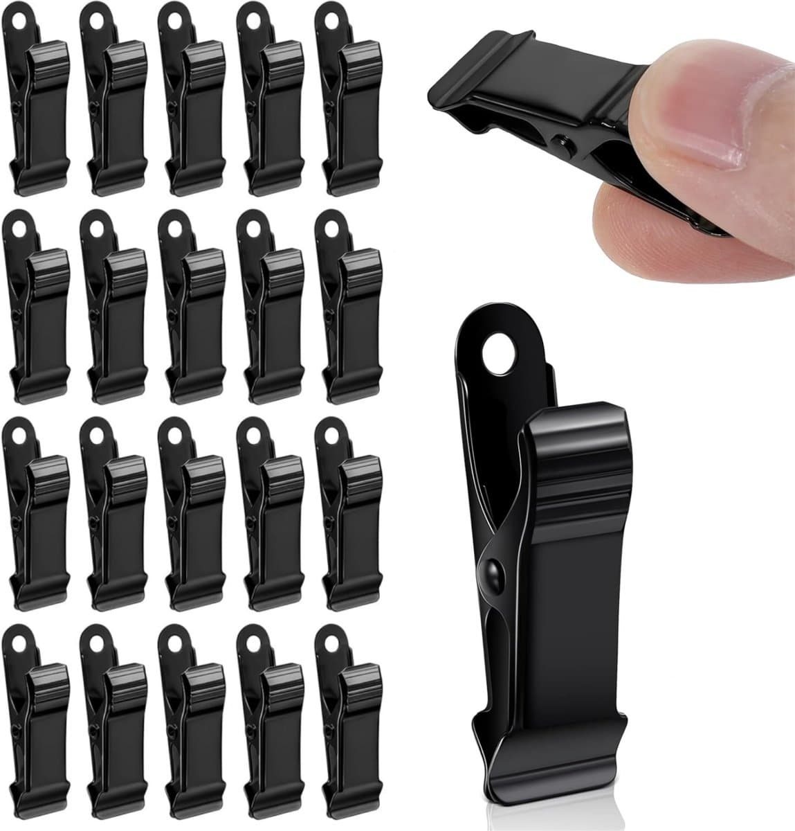 20 stuks - mini-metalen klemmen - krokodillenklemmemetalen - stevige veerklemmen - hangende krokodillenklemmen - voor kabels, fotosnacks, papiers, gordijnen (zwart) — afbeelding 1