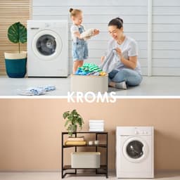 KROMS Wasmand opvouwbaar - Beige - 45L - Laundry basket - Heupwasmand - Opvouwbare wasmand - Opbergmand — thumbnail 5