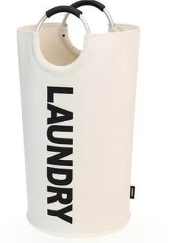 BOTC Wasmand - Waszak - 115L - Laundry basket - Wassorteerder - 43x79 cm - waszak vouwbaar - draagbaar wasbox - Gebroken wit — thumbnail 1