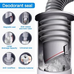 Anti-geur wasmachine stop, Universele afvoerset 35-40 mm gezalfde wasmachine slang, vloerafvoerkern, anti-geur wasmachine stop afvoerslang afdichtstop, pakking voor slang, Vloerafvoer geur Val (2 stuks) - Cyslmuk® — thumbnail 4