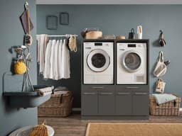Duo Wasmachine kast - Wasmachine verhoger - Duo wasmachine meubel - Wasmachine en droger ombouw meubel - Antraciet - Hoogte 167 cm - Wasmachine ombouwkast — thumbnail 1