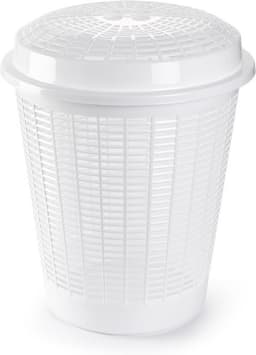 PlasticForte Wasmand met deksel - Set van 2x stuks - 50 liter - wit - rond - D45 x H57 cm - opbergmand — thumbnail 2