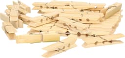 Wasknijpers voor wasgoed ophangen - bamboe hout - 120x stuks - beige - 7 cm — thumbnail 1