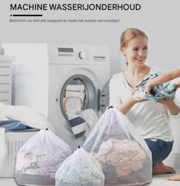 Waszak - 2 stuks - XXL - 60*80CM - met touwstop - prachtige waszak - voorkomt vervorming van kleding - machinewasbare trui-netzak - ondergoedwaszak - speciale anti-vervormingsnetzak voor wasmachine - waszak voor thuis — thumbnail 3