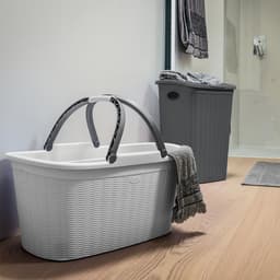 Heupwasmand 'Elegance' - 35 Liter - Wasmand met handgrepen - Taupe — thumbnail 2