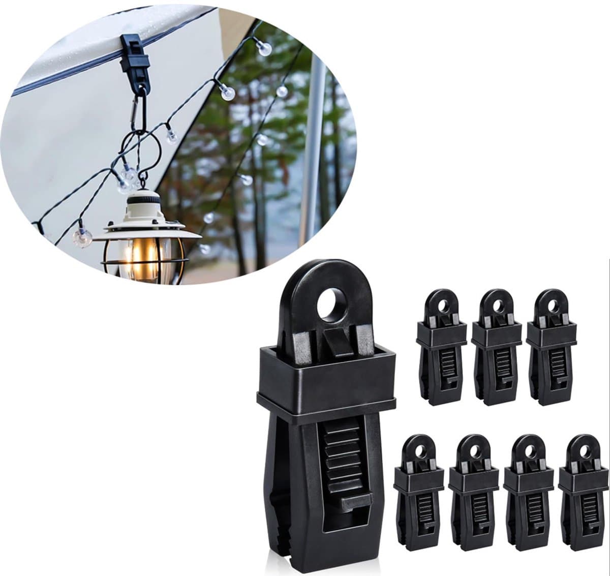 Tentzeilklemmen - Zeilclip voor Afdekzeil - Verpakking van 8 - vergrendelbare zeilklem - Tentclips - Zeildoekclips - Zeilklemmen voor Tentbevestiging - Tentzeilklemmen voor Tenten - Shade Cloth Plastic Clips - Afdekzeil Klemmen - Tarpaulin Clip — afbeelding 1