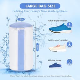 Waszak Schoenen - Schoen Wasmachine Tassen 2-Pack – 360° Pluizige Vezel Reiniging – Trainer Wastas met Verborgen Rits – Herbruikbare Schoen Reinigingszak — thumbnail 5