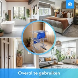 RFWR® Inklapbare Verwarmde Droogtoren met 20 Stangen – Energiezuinig Wasrek voor Binnengebruik – Ruimtebesparend Ontwerp 73x70x147 CM – Veilig voor Kinderen en Huisdieren — thumbnail 2
