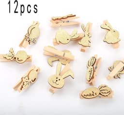 Mini Wasknijpers Hout Duurzaam Konijntje Bietenvorm 5 cm Paashaas - 12 Stuks Fotowand Gastgeschenk Knutselen — thumbnail 5