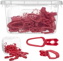 KADAX Wasknijpers, 50 x knijpers van robuuste kunststof, kleurrijke sokklemmen, windbestendige klemmen voor binnen en buiten (rood) — thumbnail 1