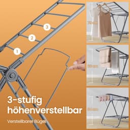 Standdroger - Launchrek - opvouwbare kledingdroger - Maximaliseert de ruimte - 44x101x54cm Volded — thumbnail 5