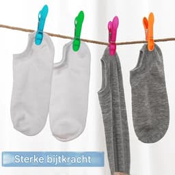 TOVBMUP 60 stuks wasknijpers - Groot formaat - 4 kleuren - Kunststof materiaal - Met stevige buitenveer - Antislip ontwerp - Geschikt voor het drogen van kleding en het sluiten van snackzakken — thumbnail 5