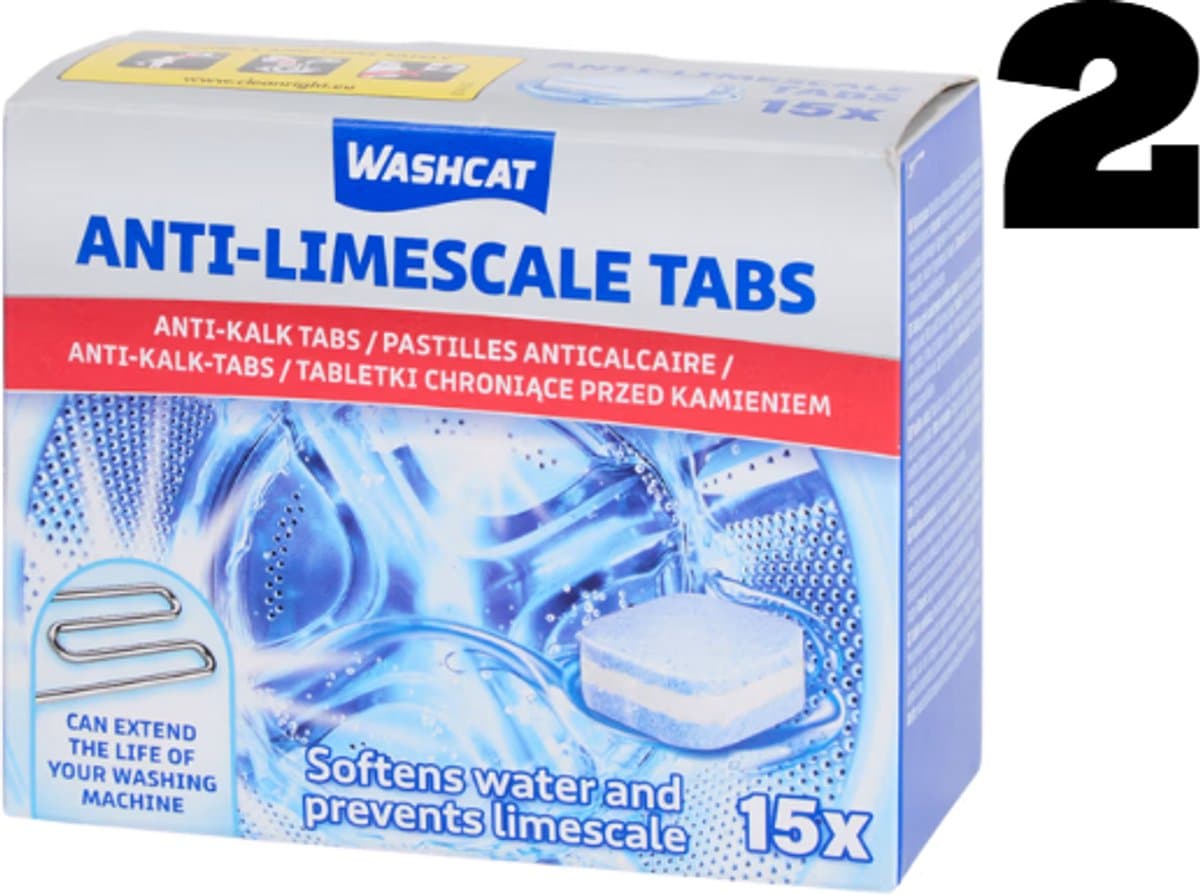 Washcat Anti-kalk wasmachinetabs (2x15) — afbeelding 1